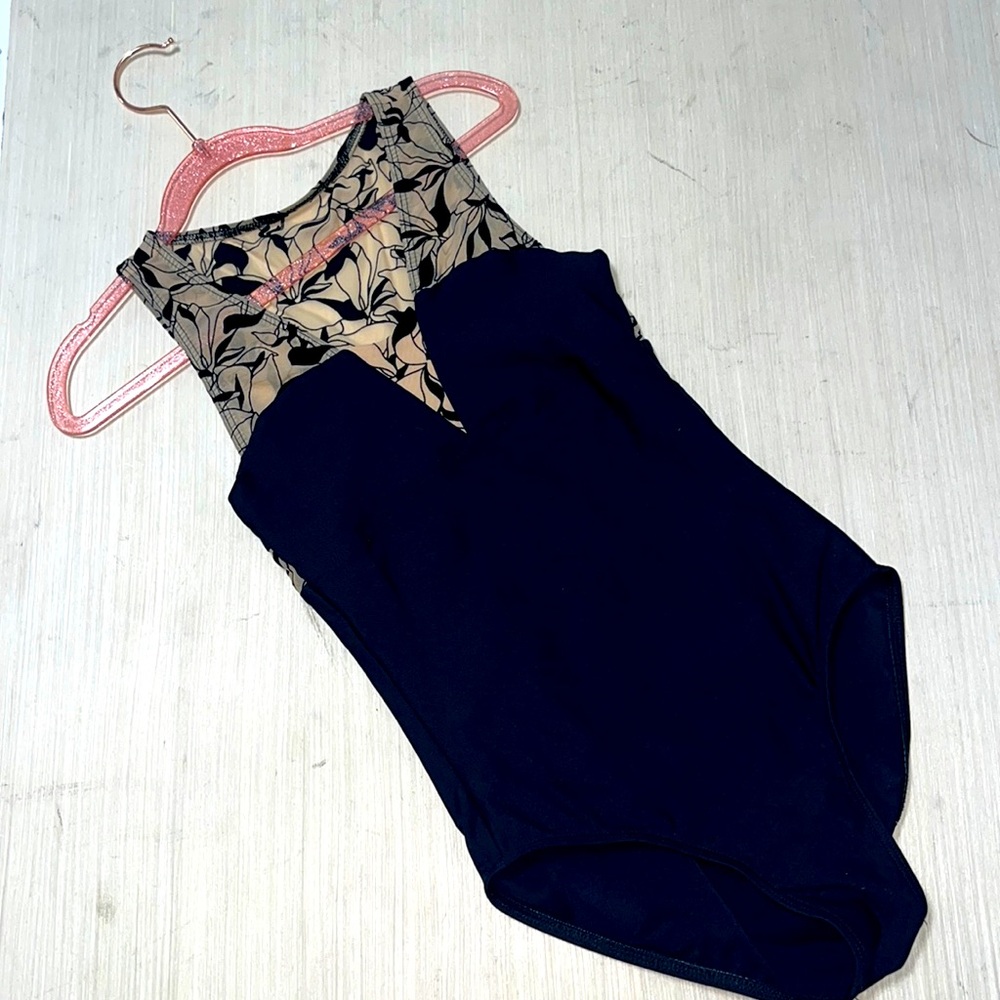 Black with tan accents leotard